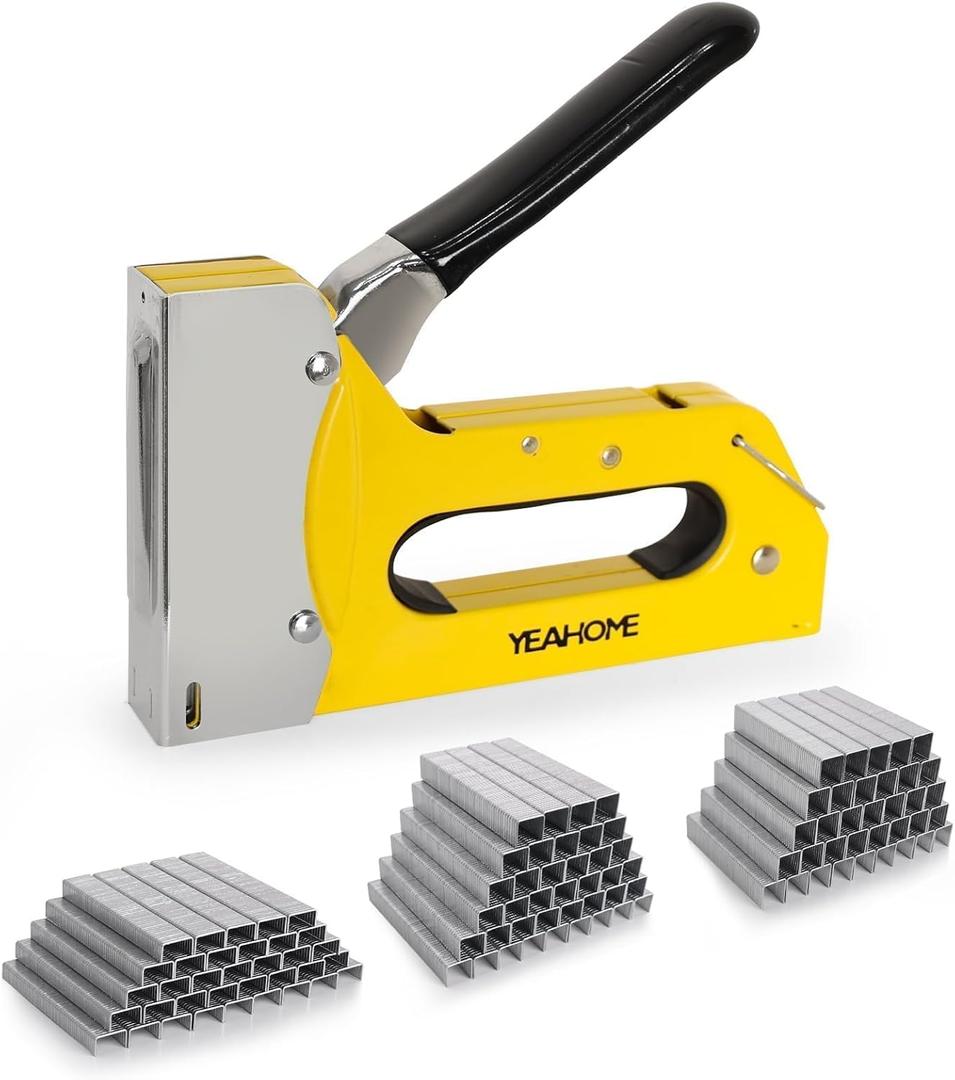 YEAHOME T50 Heavy Duty Staple Gun Kit, Upholstery Staple Gun with 6000 T50 Staples of 1/4, 3/8, 1/2 Inch, Manual Stapler Gun for Wood, Crafts, Wall, DIY & Professional Use
