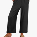 ANRABESS Women's Pants Wide Leg Elastic Waist Casual Cropped Palazzo Pants 2025 Beach Vacation Summer Trousers with Pocket
Black L