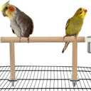 Bird Feeder & Water Dish Set, Beech Wood Made Cage Top Bird Feeder Perch with Stainless Steel Cups, Playground Accessories for Parrots Cockatiels Finches