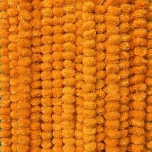 10 PC - 5 feet Marigold Garland |Indian/American Wedding Party Mantle Decoration, Faux Garlands Wedding Garland, Diwali Decoration, Spring Bush Floral! (Golden Yellow (Light Orange))
