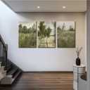 IBHJSART Framed Canvas Vintage Wall Art,Landscape Decor Prints,Set of 3 Nature Countryside Art Retro Painting Fields Tranquil Pictures Artwork Rustic for Living Room Bedroom Bathroom (12"x16")