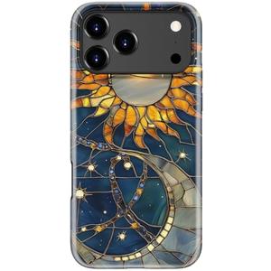 Esdot for iPhone 17 Pro Case Cute - Wireless Charging Compatible - Dual-Layer Soft Silicone + Hard Shell - Trendy Wildflower Design - Protective Phone Cover for Women Girls - Solar Lunar Harmony