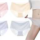 Silk Breathable Mid-Waist Invisible Underwear Pure Color Briefs XL