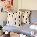 Living Room Decor Couch Throw Pillow Covers with Square 18 * 18 Set of 2 for Cozy Home Bed and Textured Velvet (White)