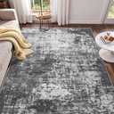 Enqinar Modern Abstract 3x5 Rug, Non Slip Entryway Rug, Soft Machine Washable Rugs for Indoor Entry, Low Pile Stain Resistant Distressed Rug for Living Room, Bedroom, Black and White
