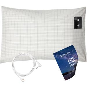 Grounding Pillowcase Queen Conductive Grounding Pillow Cases Organic Cotton Grounding Sheets with 15ft Grounding Cord for Better Sleep Pain Relief Improve Energy (20X30in) 1PC White