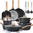 21PCS Pots and Pans Set Non Stick Cookware Set Nonstick with Cooking Set (black, 21pieces)