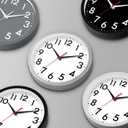 Wall Clock Small Analog 8 Inch Silent Non Ticking Battery Operated Modern Simple Decorative for Kitchen Office Bedroom Bathroom Living Room(Black)