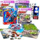 Marvel Heroes Premier Puzzles Set - Bundle with 4 Assorted 48 Piece Avengers and Spiderman Puzzles Plus Stickers and More | Marvel Superhero Puzzles for Boys