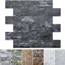 Art3d 10-Sheet Peel and Stick Backsplash PVC Wall Tile, Stickon Tile for Kitchen Backplash, Bathroom Vanities, Fireplace Decor, Laundry Table, Stair Decals in Dark Granite, Plastic-Sheets