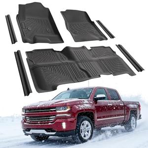 CreekT Floor Mats for Chevy Silverado & for GMC Sierra(Only for Crew Cab)1500 2014-2018;2500HD/3500HD 2015-2019, All Weather Waterproof TPE Car Floor Mats for Chevy Silverado & for Sierra Accessories
