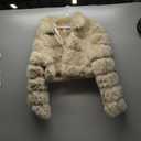 loveimgs Women Fluffy Faux Fur Coat Cropped Jacket Puffer Jacket Zip Up Winter Warm Fuzzy Teddy Jacket (Small, Beige Camel)
