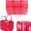 XYFuuee Beach Bag Organizer Inserts for Original Large Bogg Bag Accessories with 8 Removable Metal Fasteners, Lightweight Mesh Insert Divider Pouch, Organizing Rubber Tote, Save Space, Red XL