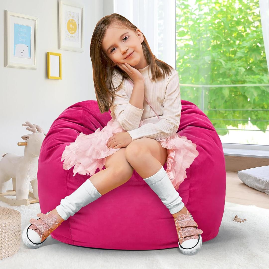 Hobestluk Bean Bag Chairs 2.5FT Bean Bag Chair with Memory Foam Filled & Machine Washable Cover,Beanbag Chair, Small Bean Bag Chairs for Playroom, Living Room, Bedroom (Pink)