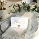 UNIQOOO 12Pcs Decorative Rose Floral Place Card Holders Bulk, Luxury Gold Metal Name Card Stands Set, for Wedding Table Setting, Business Card, Name Tag, Party Food Labels