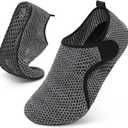 Scurtain Barefoot Water Shoes for Women Men Beach Swim Aqua Socks Summer Quick-Dry Sandals Slippers (5-6 Women/3.5-4.5 Men, Meshgreyblack)