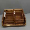 Acacia Wood Pantry Storage Bins - Stackable Open Front Kitchen Baskets with Airflow Vent for Potato, Onion, Fruit, Vegetable, and Bread Storage, Wood Organizer for Pantry and Countertop (Walnut)