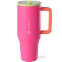 HydroJug Traveler - 40 oz Water Bottle with Handle & Flip Straw - Fits in Cup Holder, Leak Resistant Tumbler-Reusable Insulated Stainless Steel & Rubber Base - Gifts for Women & Men, Orchid