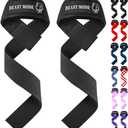 TECEUM Lifting Straps for Weightlifting Gym Strength Training - Wrist Straps with Neoprene Padded Cotton - Men & Women Ideal for Powerlifting, Bodybuilding & Deadlifts 18" - Beast Mode