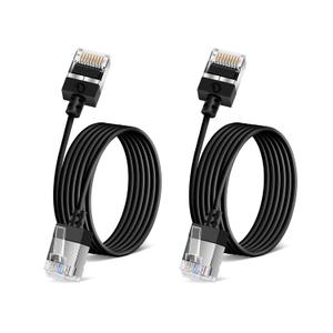 2Pack Ultra Thin Cat 6A Ethernet Cable 30 Feet, Flexible & Slim Rj45 Cat6a LAN Cord, 10Gbps 550MHz Cat6 Network Cable for Pc, Router, Windows (Black)