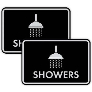 Classic Framed Showers Sign (Black/Silver) - Small 2 Pack