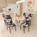 Stretch Dining Chair Covers Set of 4,Floral Print Chair Covers,Soft Removable Washable,Pet Friendly Furniture Protector,Universal Chair Slipcovers for Home, Kitchen,Ceremony Dining Room Seat