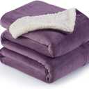 NANPIPER Couch Blanket Reversible Sherpa Flannel Blanket Ultra-Soft Plush Warm Fleece Microfiber (60"x80",Cassis Purple)