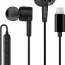 PALOVUE iPhone Headphones Earbuds Earphones wtih Lightning Connector Apple MFi Certified Compatible 14 13 12 11 Pro Max X XS XR 8 7 Plus with Microphone Controller SweetFlow Black