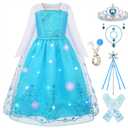 Uplus ME Light Up Princess Dress Girls Elsa Costume Dress Kids Halloween Birthday Christmas Party Dress Up Outfit (7-8Y/150)