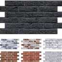 Commomy 3D Brick Wall Panels Peel and Stick - 12 pcs of 22.8" x 11.8" - Thin & UrltraLight Faux Black Brick Wallpaper Stick on Tile for Kitchen, Bedroom, Living Room,TV Background(Covers 22.48 sq.ft)