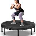 BCAN 450LBS/550LBS Foldable Mini Trampoline, 40"/48" Adult Fitness Trampoline with Durable Bungees, Stable & Quiet Exercise Rebounder,Great Mini Trampoline for Indoor/Garden Workout