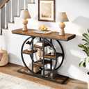 Celaform 41" Console Table for Entryway, 4-Tier Industrial Narrow Wood Sofa Accent Tables with Circle Storage Shelves for Living Room, Hallway, Foyer (Rustic Brown), 40.95 inches x 11.42 inches x 31.5 inches