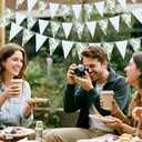 Gilprop 5 Pcs 49 ft Hydrangea Gingham Banner Blue White Flora Checkered Party Decoration Spring Pennant Garlands Paper Triangle Flag for Bridal Baby Shower Garden Wedding Birthday Tea Party Supplies