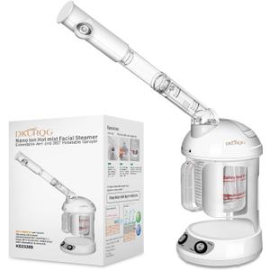 Nano Ionic Facial Steamer with Removable Water Cup, Face Steamer 360 Rotatable Sprayer Warm Mist Face Humidifier for Home and Beauty Salon, Facial Deep Cleaning (White)