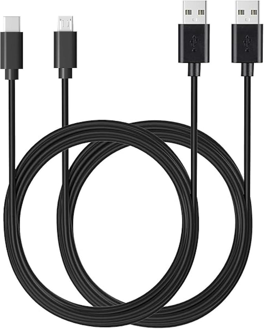 6Ft Micro & USB C Charge Cable Cord Wire for Old & New Amazon Kindle, Paperwhite, Oasis, Kids, Fire HD, Fire TV Stick & Scribe (2 Cord Types for All Kindle Models)
