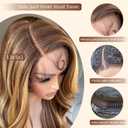 BrownBomb Honey Blonde Lace Front Body Wave Synthetic Pre Plucked Glueless Wig for Women, 4/27 Highlight Ombre Honey Blonde 13x5x1 Side Part 24inch Bombshell Wig