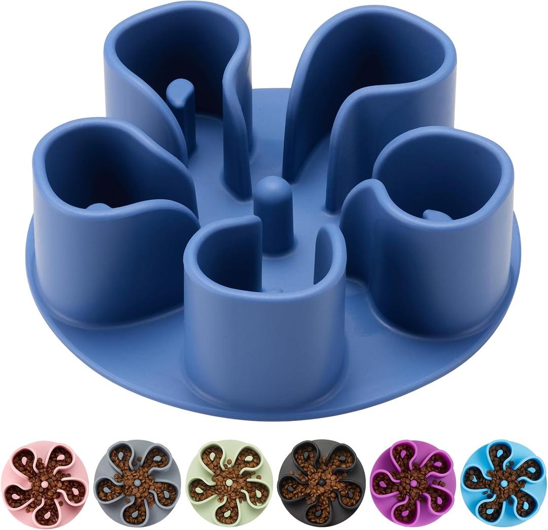 Slow Feeder Dog Bowls Insert, Bestalk Soft Silicone Slow Eating Dog Bowl Insert with Suction Cups for Small, Medium and Large Dogs(Darkblue M)