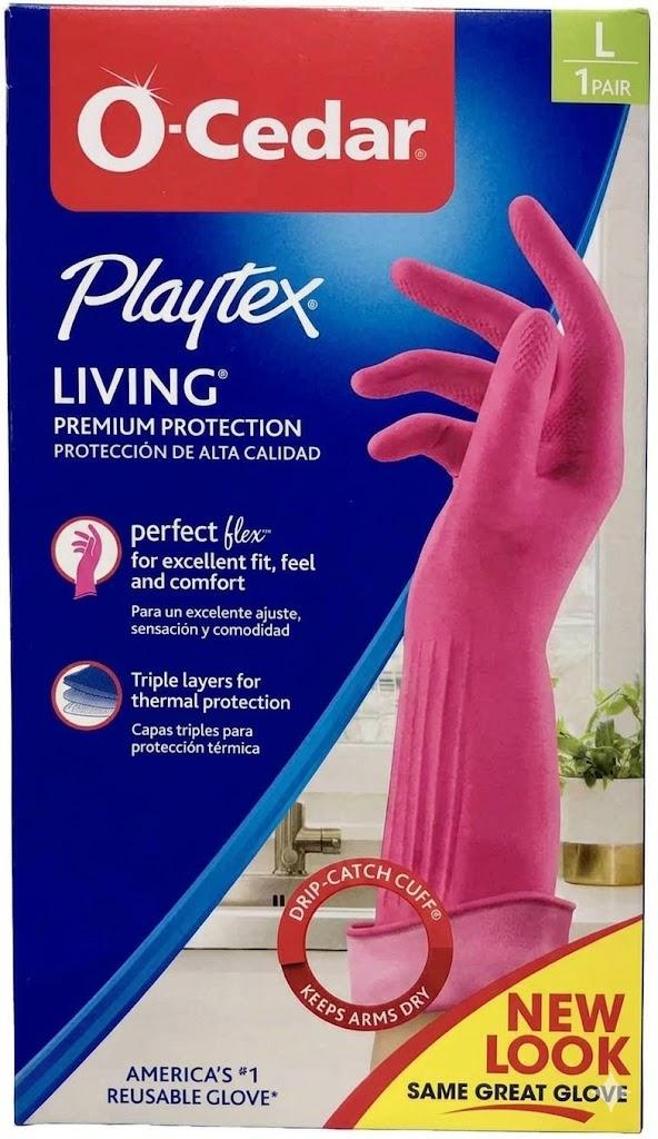 Playtex Living Premium Reusable Rubber Cleaning Gloves, Drip Catch Cuffs, Large (Pack of 2)