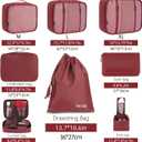 BAGAIL 8 Set Packing Cubes Luggage Packing Organizers for Travel Accessories-Wine Red