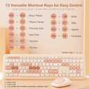 Nowlike Wireless Keyboard and Mouse Combo, Retro Typewriter Keyboard with Round Keycaps, Full-Size Ergonomic, Brown, Ideal for Windows PC, Home, Office, and College, Wireless Keyboard Mouse Combo