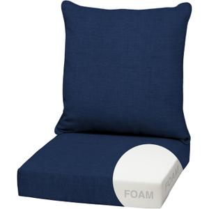 Arden Outdoor Foam Deep Seat Cushion Set, 22x24, Premium High-Density Foam, Never Flattens, Weather-Proof for Patio Chair Sofa Couch, Sapphire Blue Leala