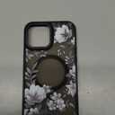 Compatible with iPhone 13 Pro Max Magnetic Matte Translucent Case,Luxury Shockproof Magnetic,Cute Flower Pattern Hard Back Cover iPhone 13 Pro Max Case for Women Girls-Black Floral