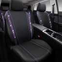CAR PASS Bling Diamond Car Seat Covers Full Set,Shining Rhinestone Waterproof Faux Leather,Rear with Zipper,Universal Fit Automotive Glitter Crystal Sparkle Strips for Women,Violet Purple Rhinestone