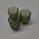 Vintage Drinking Glasses Set Of 4-10 oz Textured Green Glass Cups, Cute Green Glassware for Home & Bar, Retro Style Embossed Drinkware, Unique Decorative Cocktail Cup Sets - Heavy Duty & Durable (Lowball)