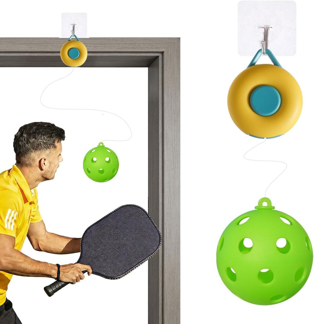 Pickleball Rebound Trainer Continuous Bounce for Solo Indoor & Outdoor Practice | Boost Reaction Time & Hand-Eye Coordination | Noise-Free Door Frame Set,Ideal Gift for Beginners to Pros
