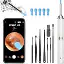 Ear Wax Removal, Ear Cleaner with Camera and Light, Ear Wax Removal Kit with 1296P Otoscope, Ear Cleaning Tool with 6 Ear Spoon, Ear Camera for iPhone & Android Phones,White