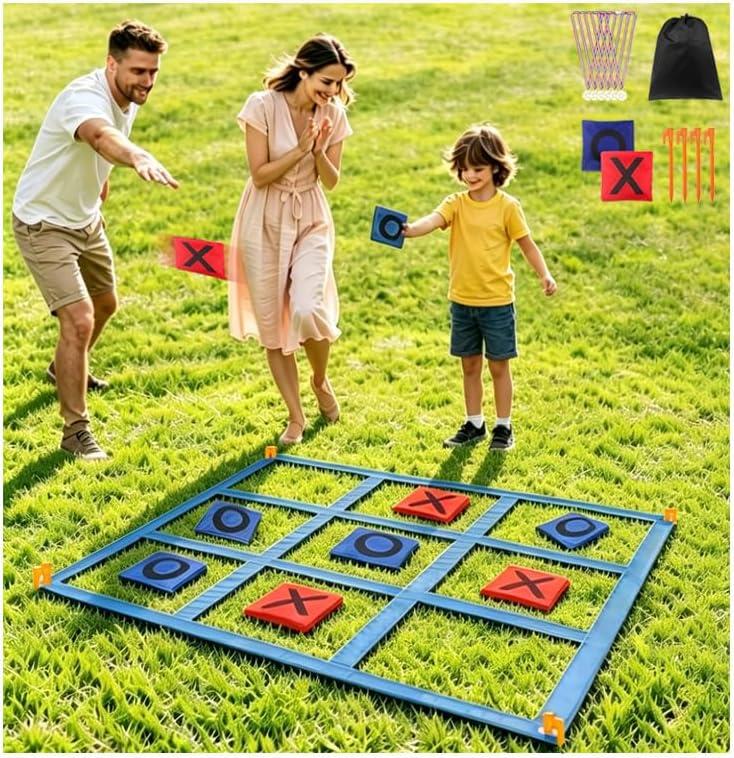 Outdoor Giant Tic Tac Toe Games for Kids Adults and Family, Large Carnival Yard Lawn Bean Bag Toss Game Outside Field Day Birthday Party Backyard Easter Fall Festival Beach Fun Games