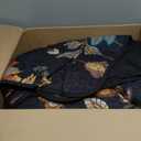 WONGS BEDDING Quilt Set Queen Size, Black Botanical Queen Bedspread Bedding Sets, 3 Pieces Floral Quilt with 2 Pillowcases,Soft Lightweight Microfiber Coverlet Set for All Season(96"X90")