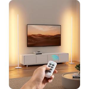 EDISHINE LED Floor Lamp, Set of 2, Max 57.5" Adjustable Height, 7 Color Temperature (2700K-6000K), Dimmable Corner Floor Lamp for Bedroom, Living Room, Office, White