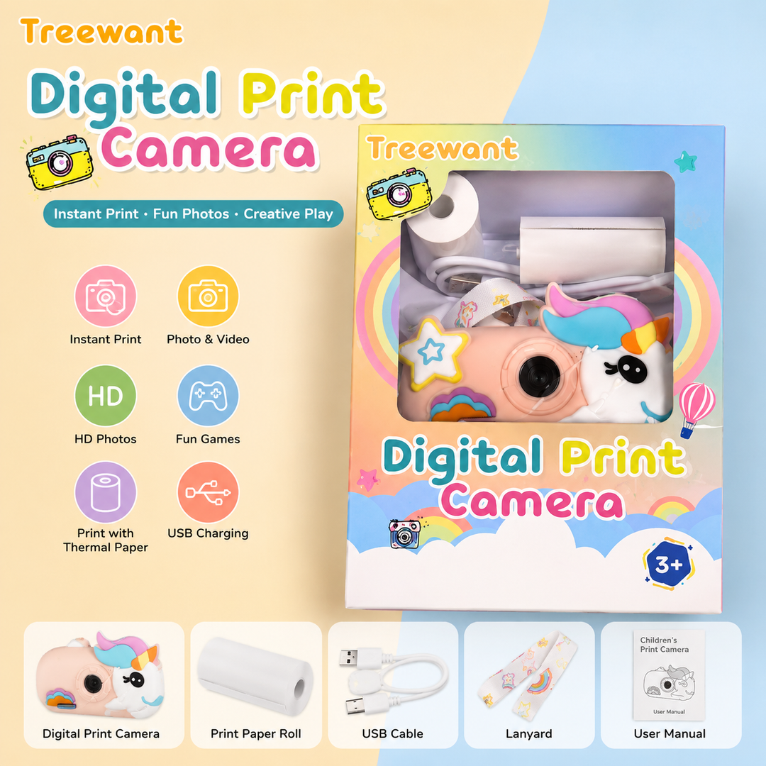 Kids Camera Instant Print, 1080P Digital Camera for Kids with 32GB SD Card, Toddler Girl Toys Birthday Festival Gifts for 3 4 5 6 7 8 9 10 Year Old Girls, Portable Travel Toys for Girls Age 3-10 (Light Pink)